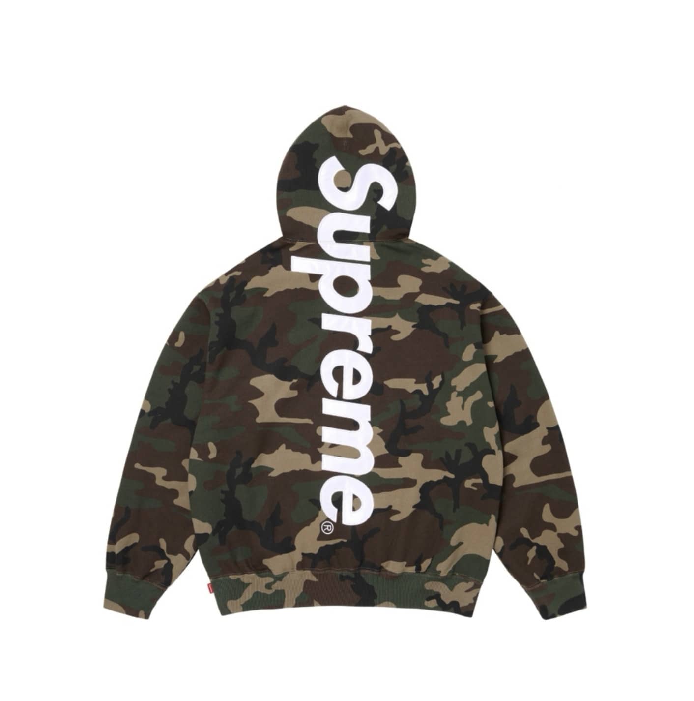 Supreme Satin Applique Hoodie FW24 | Premium Heavyweight Crossgrain Fleece Hoodie, Streetwear Layering Set For Men & Women - Camouflage Green Hoodie - 查看 1