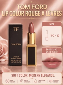 Tom Ford Black Tube Lipstick, #N3 WEST COAST, 1g, Hydrating Texture, Non-Drying, Brightening And Enhancing Complexion, Suitable For All Skin Tones, Daily Commute, Dating - #N3 WEST COAST-1g - View 2