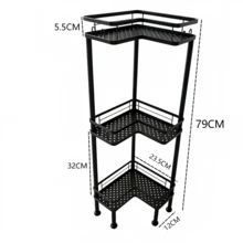 1PC Bathroom Corner Storage Rack, Wall Corner Three-Tier Triangle Shower Shelf With Soap Holder And 2 Hooks, Large Capacity Corner Rack Suitable For Bathroom, Lounge - Black - View 8