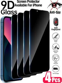 Yezodawee 4pcs Tempered Glass Privacy Screen Protector, Compatible With IPhone 17 Pro Max/17 Pro/17/Air/16 Pro Max/16/16 Pro/16 Plus/14 Pro Max, 9H+ Scratch Resistant, Touch Sensitive, Compatible With Phone Cases, Includes Cleaning Kit, Premium 9H+ - 4Pcs - View 1