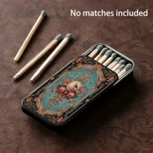 1pc Vintage Printed Storage Box, Portable Pocket Organizer (Matches Not Included), Suitable For Christmas, Birthday And Holiday Gifts For Family And Girlfriend - Multicolor - View 1