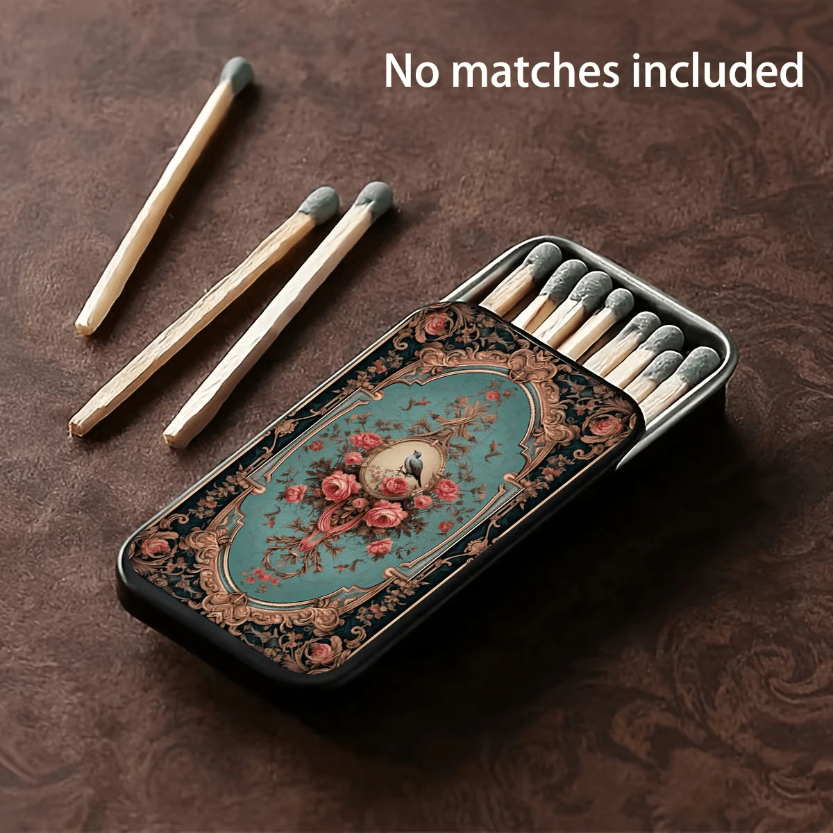 1pc Vintage Printed Storage Box, Portable Pocket Organizer (Matches Not Included), Suitable For Christmas, Birthday And Holiday Gifts For Family And Girlfriend - Multicolor - View 1