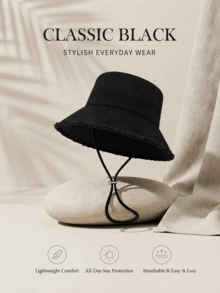 1pc Women's Vintage Distressed Washed Bucket Hat, Suitable For Outdoor Travel, Spring/Summer Sun Protection, Daily Wear, Beach And Vacation - A - View 7