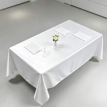 1件裝現代簡約緞面防皺桌布桌巾，適用於居家、飯店、宴會、派對與節日裝飾 - 白色 - 查看 8