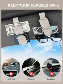 2PCS 1pc Leather Car Sun Visor Fashion Glasses Clip, Multi-Functional Auto Eyeglasses Storage Holder, Universal Vehicle Visor Clamp For Glasses & Cards - Style a - View 8