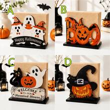 2D Flat - Halloween Wooden Napkin Holder Decoration, Featuring Ghost And Pumpkin Halloween Theme Design, Suitable For Home Dining Table, Bar Counter, Kitchen Countertop Napkin Storage - Multicolor - View 1