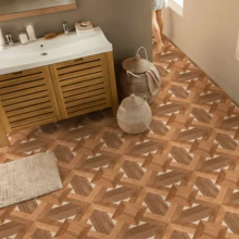 1 Roll Vintage Geometric Wood Grain Peel And Stick Floor Sticker, 40*120CM Vinyl Waterproof Anti-Slip Wear-Resistant Removable Floor Tile, Seamless Splicing, Ground Renovation For Bedroom Kitchen Living Room Bathroom, Renter Friendly - Wood Grain Peel and Stick Floor Tiles - View 9