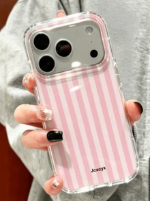 Casing Ponsel Minimalis Bergaya Manis dengan Pola Garis Mengkilap, Kompatibel dengan iPhone 17 Pro Max 17 Pro 16 Pro Max 16 Pro 15 Pro Max 14 13 Pro Max Plus 15 17, Tahan Guncangan, Perlindungan Penuh, Cangkang Keras - garis-garis merah muda - View 1