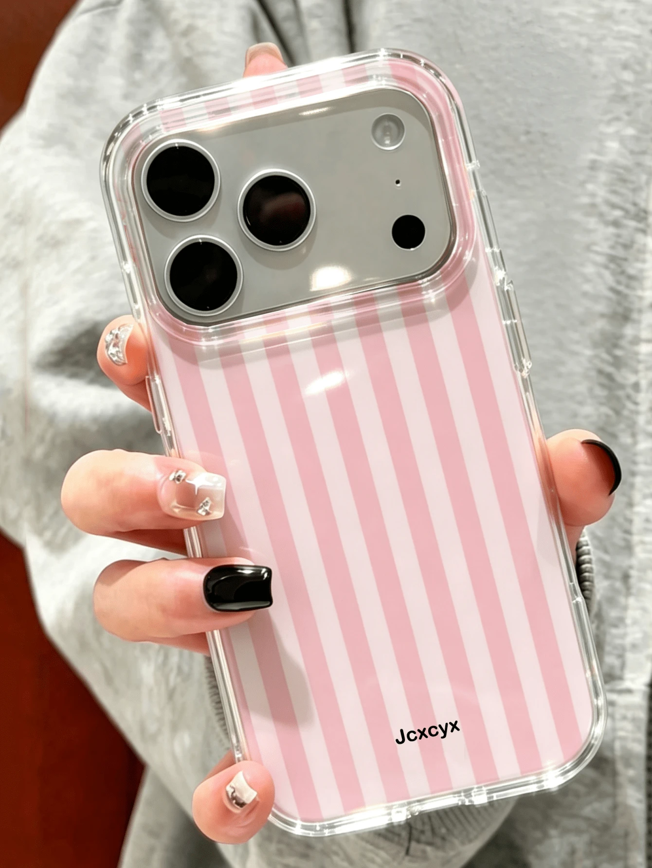 Casing Ponsel Minimalis Bergaya Manis dengan Pola Garis Mengkilap, Kompatibel dengan iPhone 17 Pro Max 17 Pro 16 Pro Max 16 Pro 15 Pro Max 14 13 Pro Max Plus 15 17, Tahan Guncangan, Perlindungan Penuh, Cangkang Keras - garis-garis merah muda - View 1