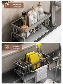 1 pieza Organizador de estante para fregadero de cocina de acero inoxidable - Varios estilos y colores - Ver 4