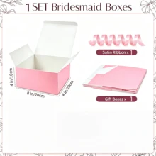 Caja de regalo con cinta rosa y tapa (7.87x7.87x3.94 pulgadas) 10 piezas/paquete Caja de papel de regalo premium, adecuada para Navidad, boda, recuerdos de invitados de boda, graduación, vacaciones, fiesta de cumpleaños, regreso a la escuela y otras ocasiones - Múltiples estilos - Ver 12