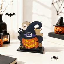 2D Flat - Halloween Wooden Napkin Holder Decoration, Featuring Ghost And Pumpkin Halloween Theme Design, Suitable For Home Dining Table, Bar Counter, Kitchen Countertop Napkin Storage - Multicolor - View 10