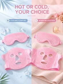 Ice Compress Mask & Eye Mask Set, Facial Ice Pack, Cold Compress Eye Mask, Reusable Ice Compress Mask And Cooling Gel Eye Mask, Dual Cold & Hot Relaxation, Moisturizing Ice Pack, Relieve Fatigue, Travel Essential, Multi-Functional Cold & Hot Compress Face/Eye Mask, Plush Cooling Ice Pack Sleep Eye Mask, Back To School Essential, Suitable For All Skin Types, Suitable For Relieving Eye Puffiness, Dark Circles, Eye Bags, Eye Fatigue, Best Christmas Gift For Women - Multicolor - View 5
