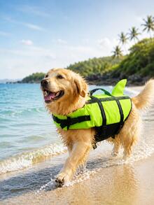Metglad Dog Life Jacket, High Buoyancy Pet Swimwear, Shark Fin-Style Dog Life Vest With Rescue Handle, Suitable For Small, Medium, And Large Dogs For Boating, Swimming, And Surfing - Green - View 1