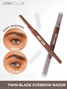 UNNY CLUB Double-Headed Precision Trimming, Skin-Friendly, Portable, Suitable For Beginners, 1pc, Brand Beauty Cosmetics - Brown - View 2