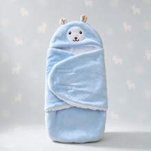 Selimut Bedong dengan Desain Bordir yang Lucu - Lembut & Bernapas, Hangat Sepanjang Musim, Hadiah Sempurna untuk Acara Baby Shower - Baby Blue - View 5