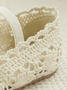 Scarpe Mary Jane da principessa per bambini 3-12 anni con fiocco a pois e traforato, best-seller | Suola piatta in gomma marrone chiaro, flessibile, antiscivolo, senza tacco, leggera | Stile pastorale fresco per uscite all'aperto in primavera e brevi viaggi - Beige - Visualizzare 4