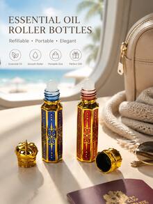 6ml Mini Fragrance Spray Bottle, Refillable Glass Roller Ball Bottle With Crown Cap, Empty Roller Ball Fragrance Container, Portable Travel Fragrance Mixing Bottle, DIY Handmade Project, Essential Oil Storage, Small Portable Bottle Accessory - Multicolor - View 6
