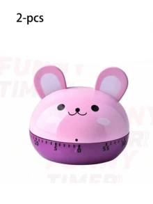1pc Mechanical Kitchen Timer, No Battery, Colorful Animal Face Design And Dome-Shaped Body. Manually Rotatable ABS Timer Has A 55-Minute Countdown Function, Making It Ideal For Use In The Kitchen, For Studying, And For Back-To-School Season. - Multicolor - View 20