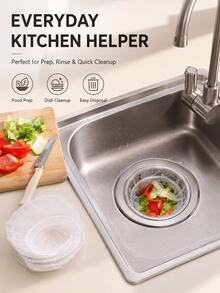 100pcs Disposable Fine Mesh Kitchen Sink Strainer Bags, Elastic Drain Filter Net, Anti-Clogging Food Residue Collection Bag, Easy To Lift And Discard Sink Drain Protector, Suitable For Most Kitchen And Bathroom Sink Strainers - A - View 2