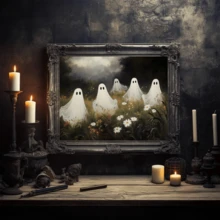 1pc, Canvas Wall Art, Framed Wall Decor, Wildflower Ghost Vintage Oil Painting Canvas Wall Art, Country Style Healing Eerie Decorative Poster, Halloween Aesthetic Wall Decor, Suitable For Modern Home Decor, Room Decor, Dorm Decor, Bedroom Decor, Bathroom Decor, Kitchen Decor, Dining Room Decor, Living Room Decor, Office Decor, School Decor, Classroom Decor, Back To School Decor - Ghost - View 11