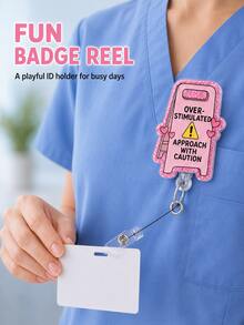 2D Overstimulation Badge Lanyard With Crocodile Clip, Fun ID Holder, Suitable For Teachers, Doctors, Nurses, Office Staff Colleagues Gift - Multicolor - View 1