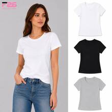 F26 Women's Basic Crew Neck T-Shirt - White - View 1