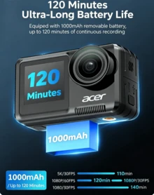 Acer Waterproof Action Camera With Gyro Stabilization, Motorcycle Dash Cam, HD Vlog, Portable A8 Standard Kit - View 3