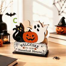 2D Flat - Halloween Wooden Napkin Holder Decoration, Featuring Ghost And Pumpkin Halloween Theme Design, Suitable For Home Dining Table, Bar Counter, Kitchen Countertop Napkin Storage - Multicolor - View 11