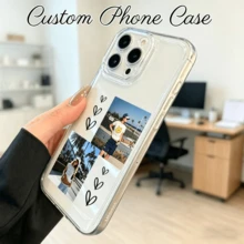 Black Background Cute Pink Turtle Starfish Shell Personalized Cursive Name Phone Case, Sweet Korean Ins Style Ocean Aesthetic White Handwritten Letter Shockproof Full Camera Protection Soft Silicone Cover, Suitable For IPhone Galaxy And All Smartphones - Clear - View 4