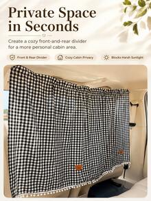 Universal Plaid Pattern Car Privacy Divider Curtain, Front And Rear Seat Divider Sunshade, Adjustable Blackout Screen, Suitable For SUV, Sedan, MPV, Car Sunshade, Anti-UV Window Curtain, Car Accessories, Car Decoration, Car Interior Accessories - A - View 8