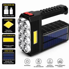 High-Power Rechargeable Solar LED Flashlight With 8 LEDs And USB Charging - Black - View 3