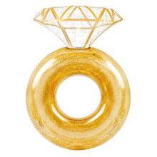 Diamond Ring Pool Float, Gold Glitter Base, Durable Thickened PVC Adult Summer Float - Gold - View 7