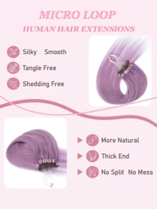 Tóc nối Micro Ring 50 sợi tóc thật thẳng, tóc nối highlight pop-up, phụ kiện cho lễ hội, hòa nhạc, du lịch mùa hè và kỳ nghỉ - Nô lệ - Xem 4