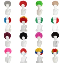 Peruca Colorida de Palhaço, Peruca Curta Encaracolada de 8 Polegadas Unissex Anos 70 80 90 Hippie Disco para Fantasia de Festa de Halloween Cosplay Decorações de Natal Cabelo Peruca de Rocker Heavy Metal para Fantasia Engraçada Louca Peruca de Pegadinha para Feriado Aniversário - Multicolorido - Visão 4