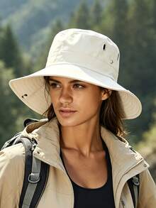 2 Styles Wearable Breathable Perforated Sun Hat, Wide Brim UV Protection Outdoor Bucket Hat, Suitable For Camping And Hiking - A - View 4
