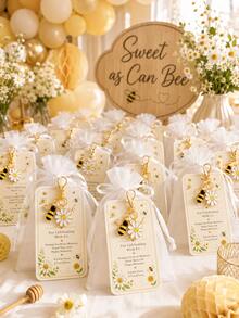 60pcs/20sets Bohemian Style Bee Keychains Party Favors Baby Shower Gender Reveal Party Return Gifts Baptism Christening Birthday Party - Multicolor - View 2