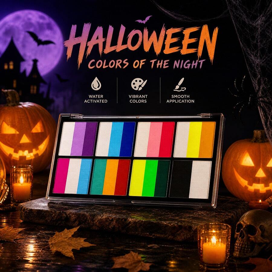 JIHUIPAI 1 Set 23-Color Water-Based Painting Palette With Brush, Rich Colors, Vibrant And High Saturation, Pure Formula, Suitable For Halloween, Christmas, Exhibition, Party And Other DIY Creative Activities, Easy To Clean, Odorless - Dream 8 Grid - View 1