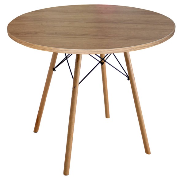 Mesa De Jantar Base Charles Eames Eiffel Pé Palito Com Tampo Redondo 70cm MDP Cozinha Sala Jantar JT Home