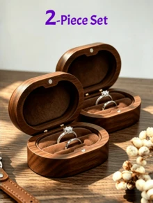 Black Walnut Wood Jewelry Box For Rings, Necklaces, Earrings Storage, Vintage Engagement Ring Case - Brown - View 18