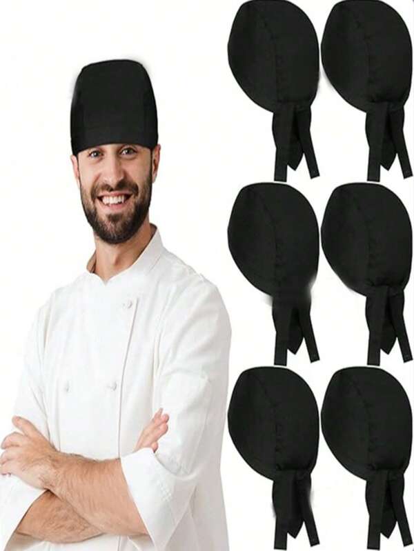 1/2pcs Adult Chef Hat, Unisex Adjustable Elastic Band Cooking Cap, Reusable, Professional For Kitchen, Coffee Shop, Catering Service, Kitchen Supplies, Accessories