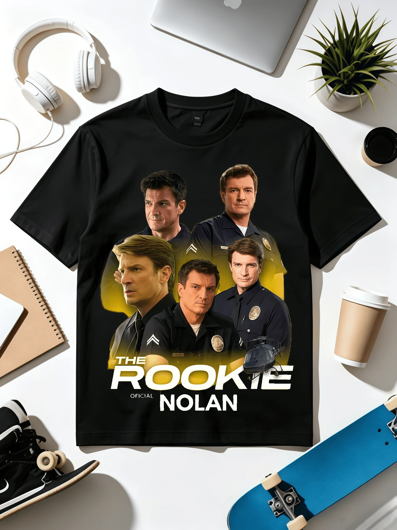 John Nolan The Rookie LAPD Vintage TV Show Fan T-Shirt - 黑色 - 查看 1