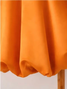 Halloween Girls Toddler Autumn/Winter Pumpkin Head Ghost Face Print Cartoon Cute Heart Ruffle Hem Short Sleeve Dress, Fashion Holiday Party Gift Photo Outfit - Orange - View 5