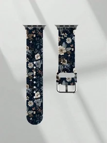 1件裝黑色花卉軟彈透氣舒適腕帶替換錶帶，適用於、Honor智慧手錶，相容 38mm 40mm 41mm 42mm 46mm 45mm 44mm 49mm，時尚休閒多色矽膠錶帶，適用 Ultra系列 SE/11/10/9/8/7/6/5/4/3/2/1 - 彩色 - 查看 17