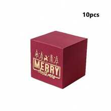 5/10pcs Mini Christmas Gift Boxes With Ribbon - Festive Red & Green "Christmas" Design, Suitable For Candy, Chocolate And Small Gifts - Ideal For Holiday Decor, Party Favors And Christmas Stocking Stuffers - Multicolor - View 10