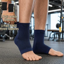 VBOSI 1 Pasang Kaos Kaki Penyangga Pergelangan Kaki Unisex + 1 Pasang Gratis Pelindung Lutut, Desain Ujung Terbuka, Cocok untuk Peregangan, Latihan Kebugaran dan Aktivitas Luar Ruangan - MultiWarna - View 16