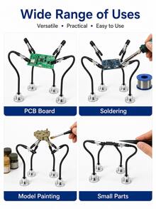 4/8/12pcs Flexible Soldering Helping Hands With Alligator Clips, Magnetic Base PCB Holder Tool, Suitable For Electronic Repair, DIY Crafts And Small Parts Assembly - Black - View 7