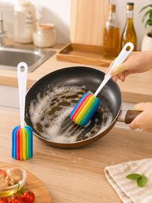 4pcs Creative Multi-Color Sponge Long Handle Cup Brush, Bottle Brush, No Dead Angle Dirt Cleaning Brush, Multi-Purpose Sponge Brush - Multicolor - View 9