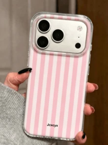 Casing Ponsel Minimalis Bergaya Manis dengan Pola Garis Mengkilap, Kompatibel dengan iPhone 17 Pro Max 17 Pro 16 Pro Max 16 Pro 15 Pro Max 14 13 Pro Max Plus 15 17, Tahan Guncangan, Perlindungan Penuh, Cangkang Keras - garis-garis merah muda - View 2