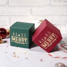 5/10pcs Mini Christmas Gift Boxes With Ribbon - Festive Red & Green "Christmas" Design, Suitable For Candy, Chocolate And Small Gifts - Ideal For Holiday Decor, Party Favors And Christmas Stocking Stuffers - Multicolor - View 2